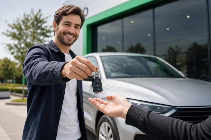 Persoană care predă cheile mașinii după o vânzare rapidă prin CarShift